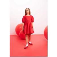 Kız Çocuk Kısa Kollu Kırmızı Elbise