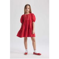Kız Çocuk Kısa Kollu Kırmızı Elbise