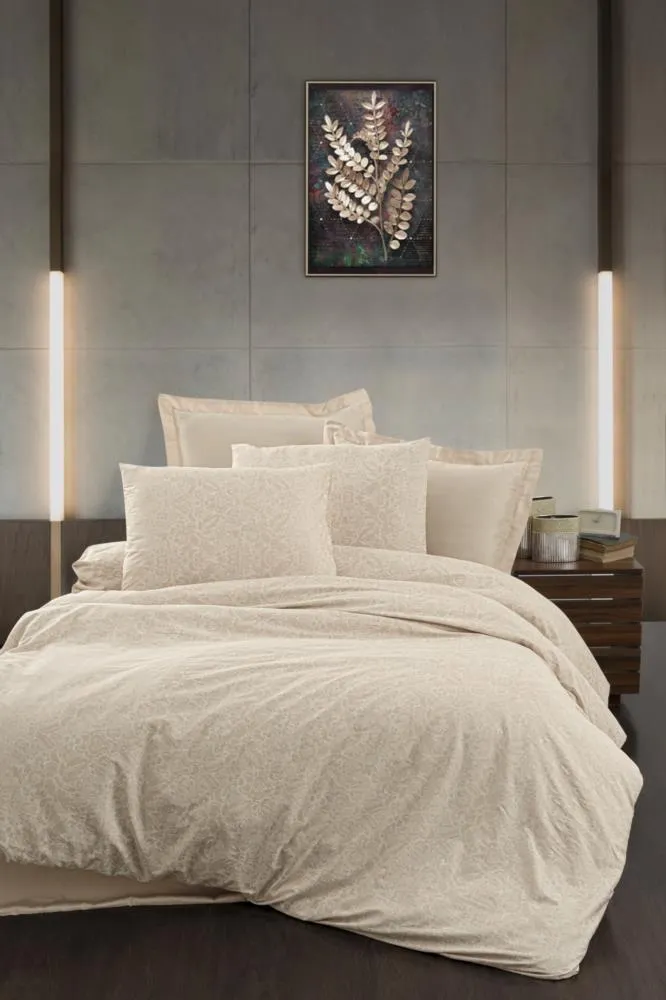 Victoria Çift Kişilik Kutulu Exclusive Saten Nevresim Takımı Cream