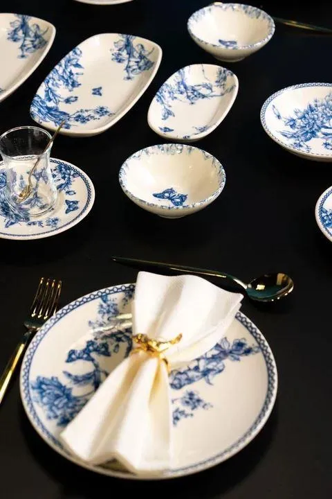 Blue Life Tiffany 22 Parça 6 Kişilik Kahvaltı Takımı Porselen