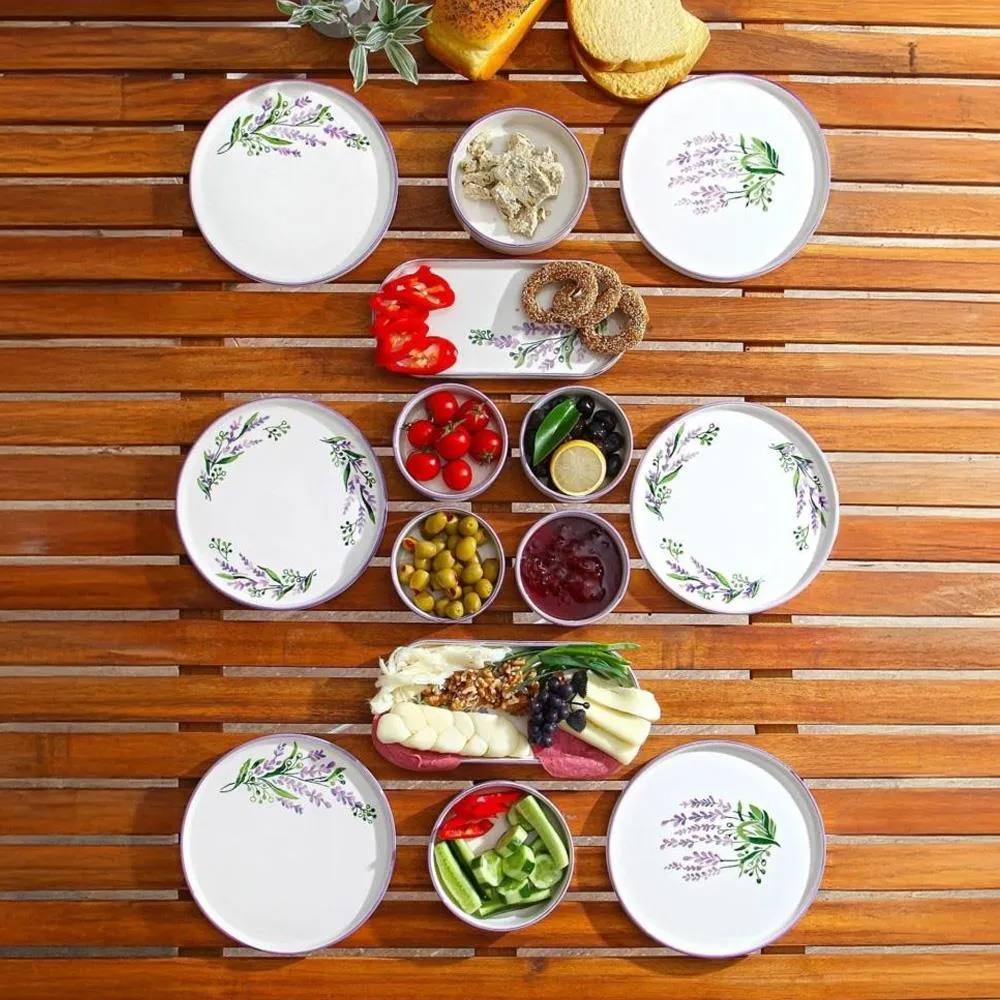 Kitchen Life 14 Parça 6 Kişilik Stackable Lavanta Kahvaltı Takımı