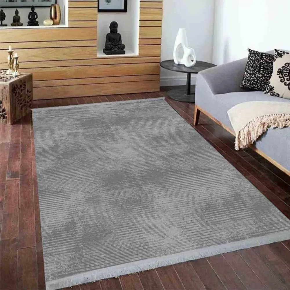 Hitit Halı Naturel Dokuma Dekoratif Kaymaz Taban Halı 4978 Gri
