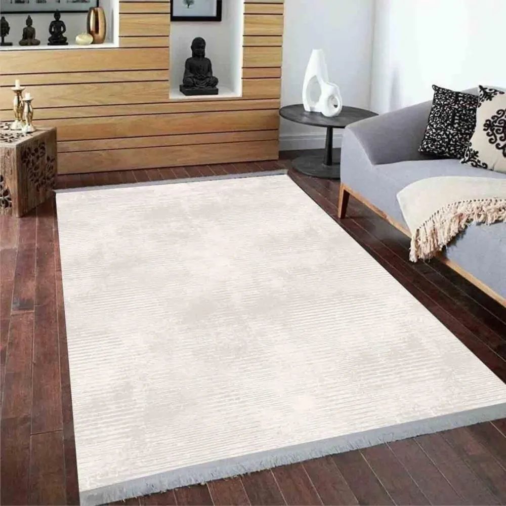 Hitit Halı Naturel Dokuma Dekoratif Kaymaz Taban Halı 4978 Krem