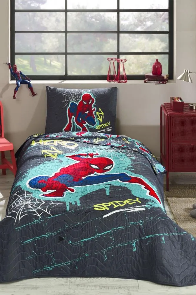 Özdilek Spiderman Street Tek Kişilik Disney Lisanslı Çocuk Yatak Örtüsü 160x230cm Gri