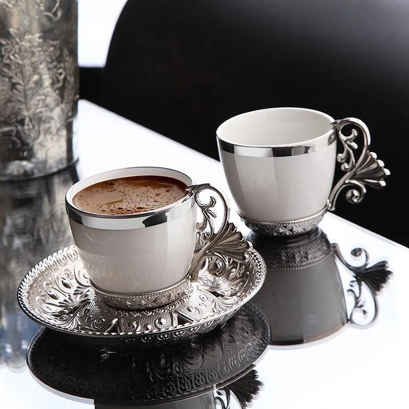 Lal 6 lı Fincan Kahve Seti - Gümüş