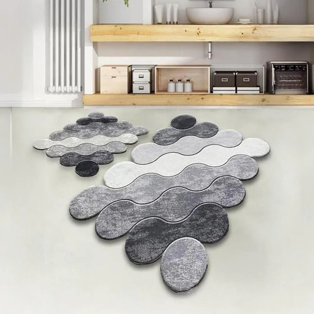 Chilai Home Circle Gri 2'li Set Banyo Halısı Djt
