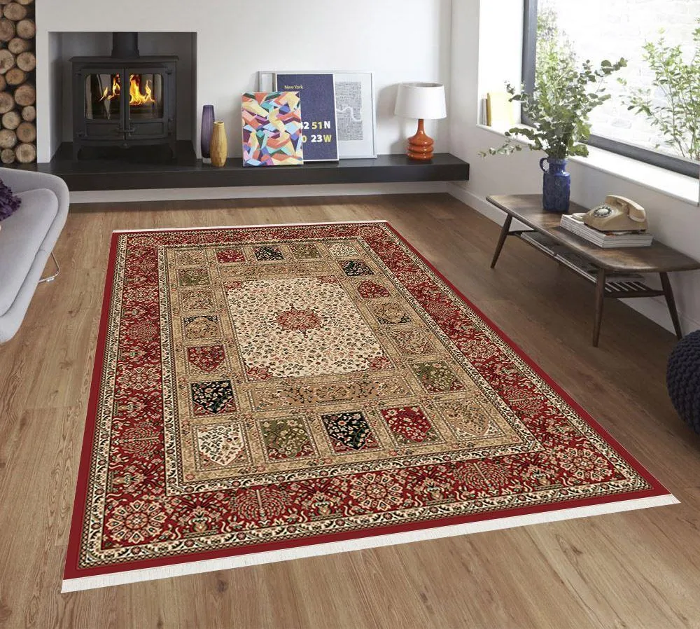 Aldora Dijital Baskılı PVC Tabanlı Saçaklı Halı FST0051 Aldora 