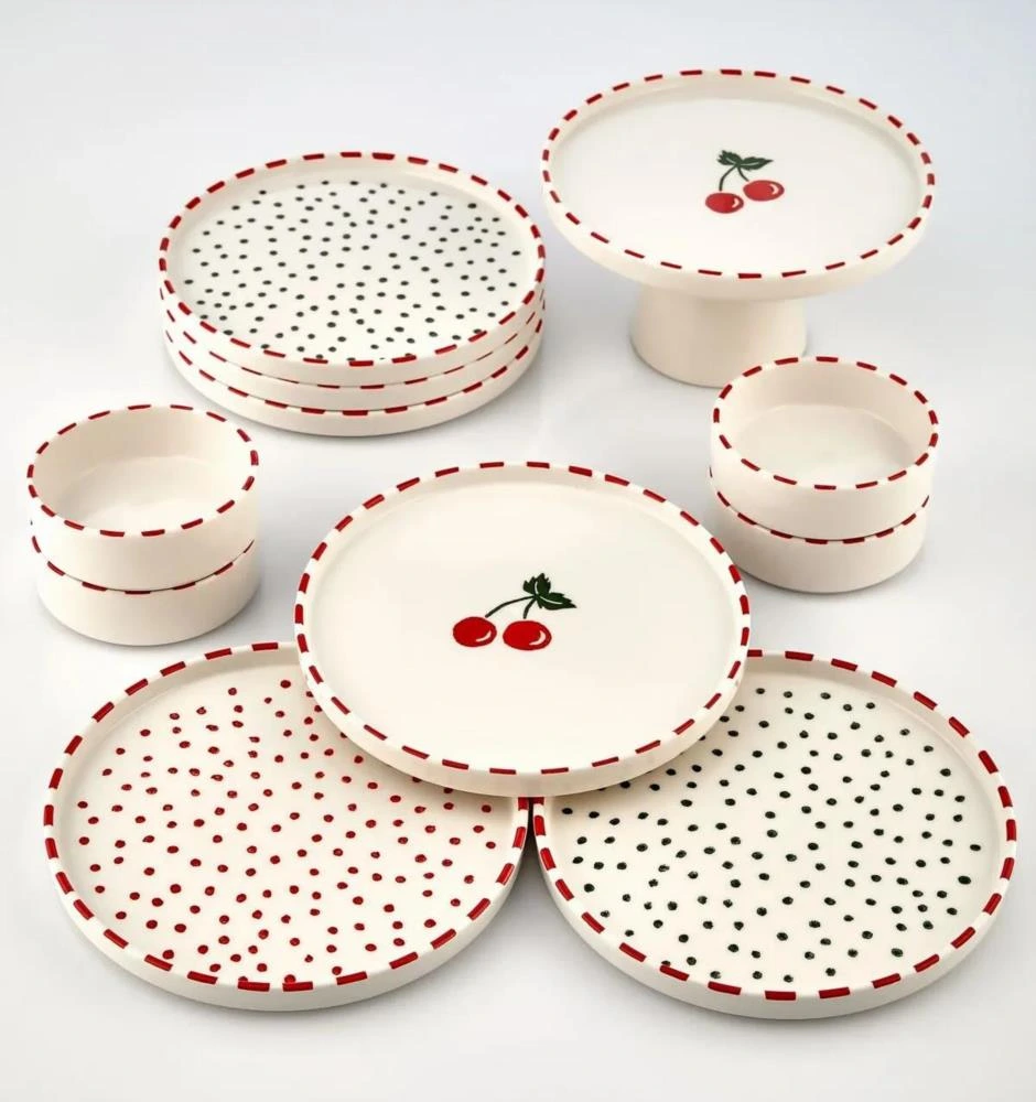 Kitchen Life 11 Parça 6 Kişilik Cherry Stackable Kahvaltı Takımı