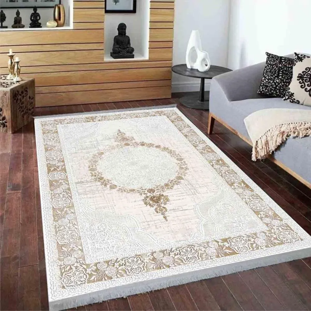 Hitit Halı Naturel Dokuma Dekoratif Kaymaz Taban Halı 4905 Vizon