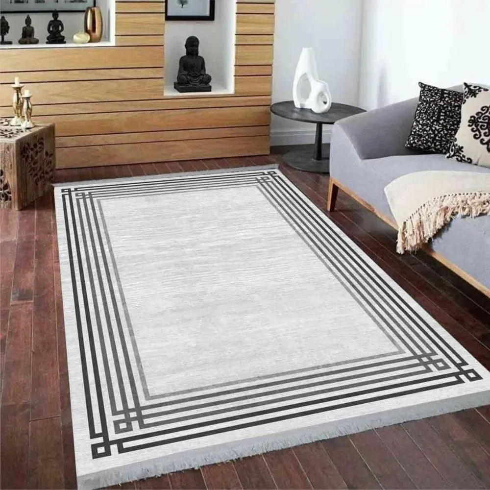 Hitit Halı Naturel Dokuma Dekoratif Kaymaz Taban Halı 5090 Gri