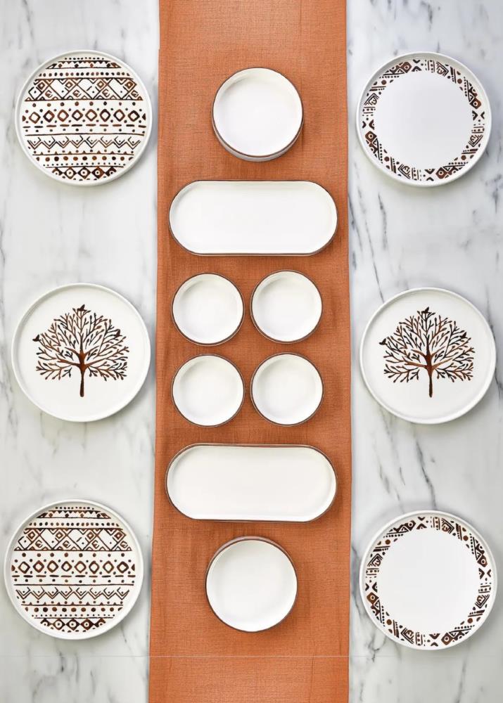Kitchen Life 14 Parça 6 Kişilik Hayat Ağacı Stackable Kahvaltı Takımı
