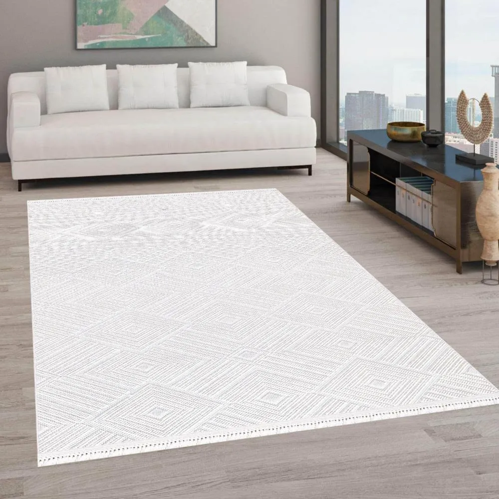 Rovigo Home İskandinav Krem Halı Salon Oturma Odası Dokuma Makine Halısı AP_4063-K