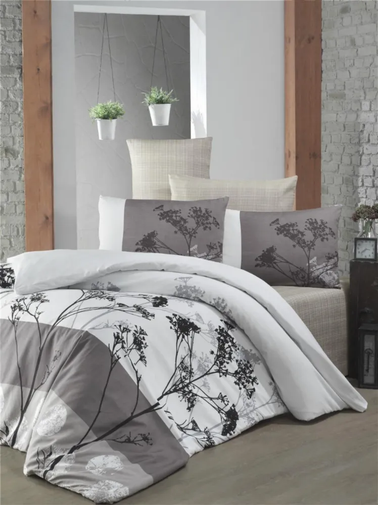 Victoria Çift Kişilik Polycotton Nevresim Takımı Belezza Gri