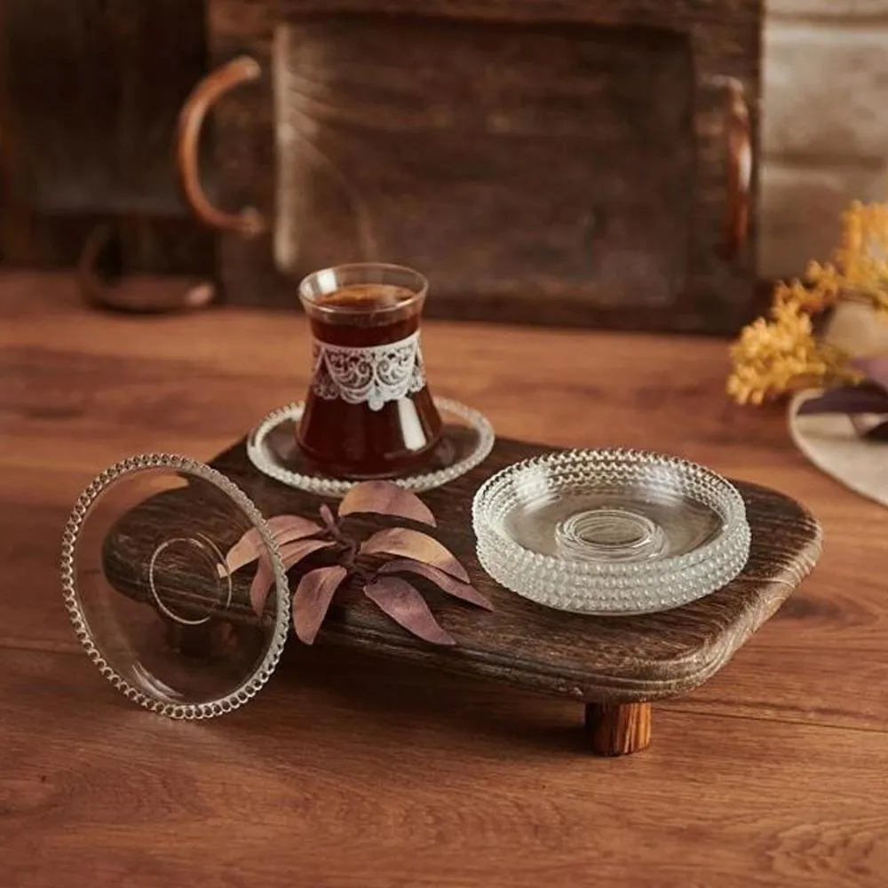 Perotti girona çay tabak - 6 lı boncuklu çay tabağı