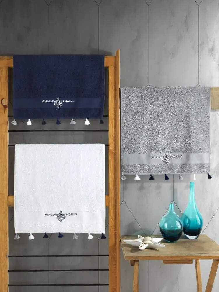 Cottonbox 3'lü Nakışlı Havlu Seti Fit V2
