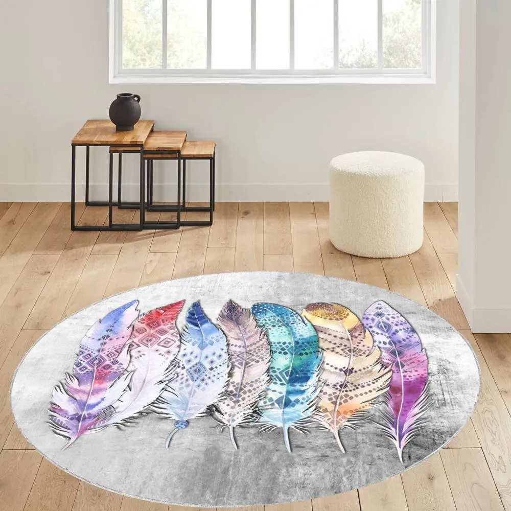 Rovigo Home Yıkanabilir Kaymaz Suni Deri Taban Yuvarlak Halı RVG3087