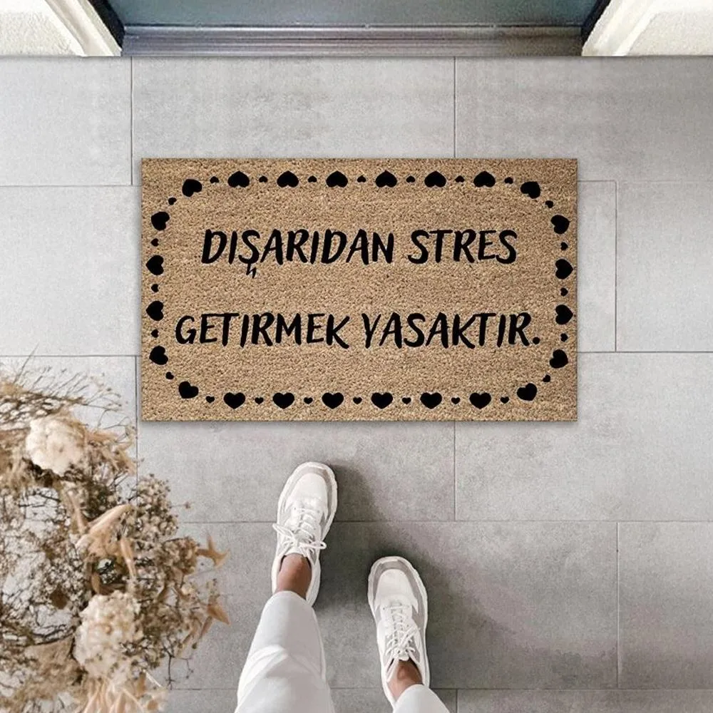 Royalmoni Dışarıdan Stres Getirmek Yasaktır Kapı Paspası 40 X 60 Cm