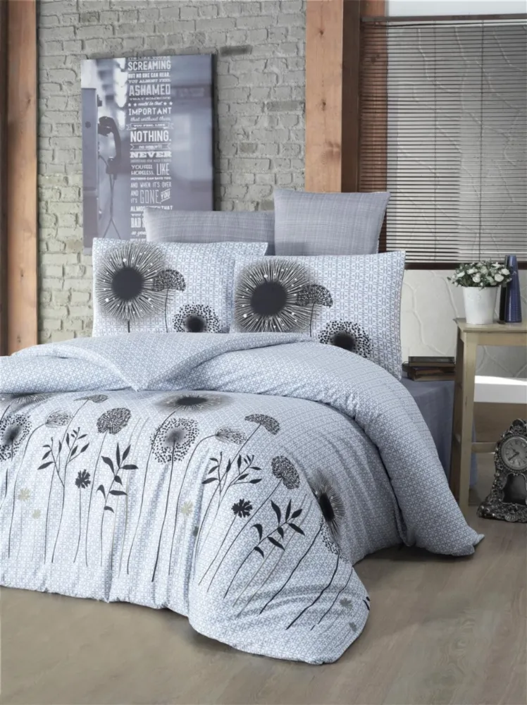 Victoria Çift Kişilik Polycotton Nevresim Takımı White Black