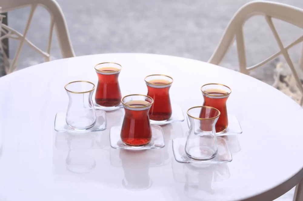 6 Kişilik 12 Parça Cam Çay Seti