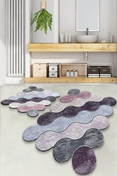 Chilai Home Circle Mor 2'li Set Banyo Halısı Djt