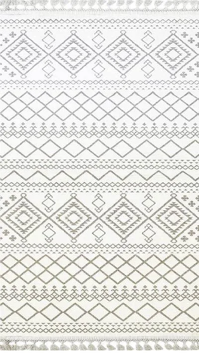 Decoser Halı Garden Polyester Şönil Kaydırmaz Halı GA-0003 Beyaz